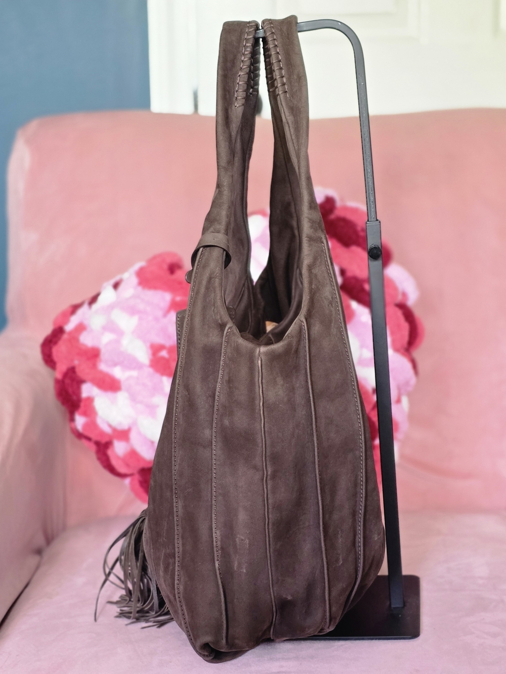 Stunning Lancel Mocha Nubuck Suede Hobo Bag - Picture 3 of 8
